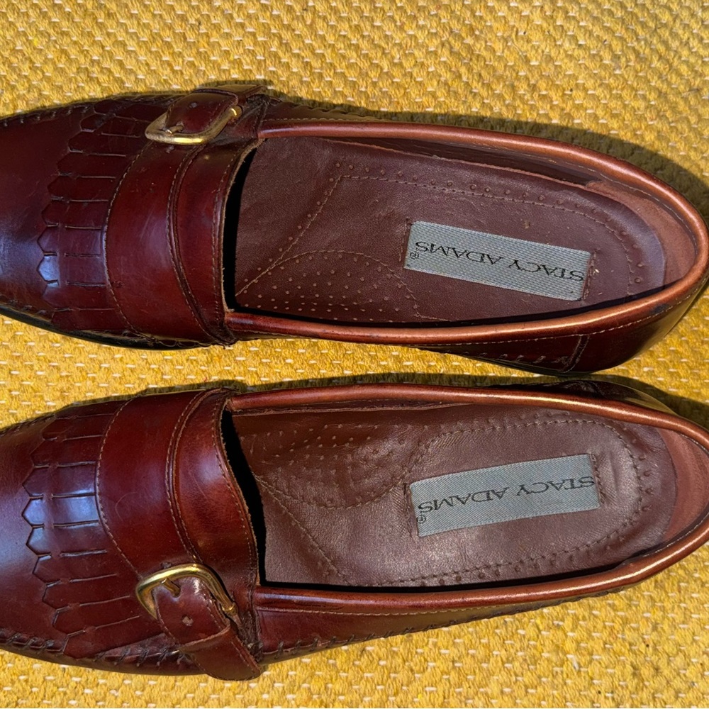 Stacy Adams Men's Burgundy Loafers with Buckle